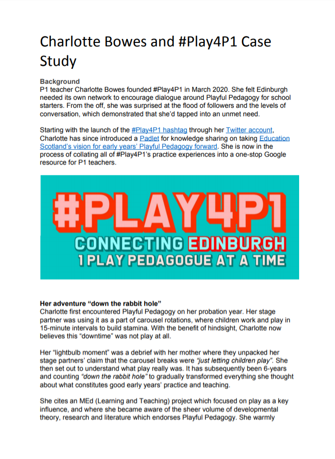 Charlotte Bowes and #Play4P1 Case Study